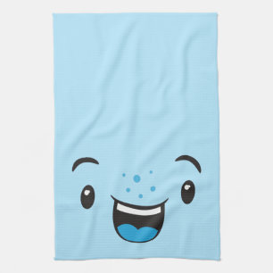 Blue Smiling Kawaii Ansikte Kitchen Towel Kökshandduk