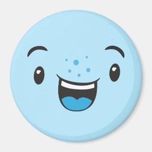 Blue Smiling Kawaii Ansikte Magnet