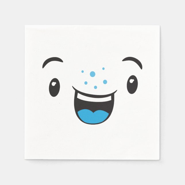 Blue Smiling Kawaii Ansikte Napkins Pappersservett (Framsidan)