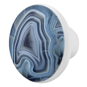 Blue Smoky Agate Geode Knopp