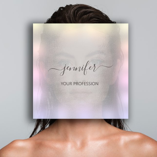 Blue Smoky Grått Ombre Professionell Makeup Fyrkantigt Visitkort (Blue Smoky Gray Ombre Professional Makeup Square Business Card)