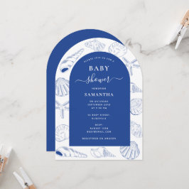 Blue Snäckors Beach Summer Arch Baby Shower Inbjudningar