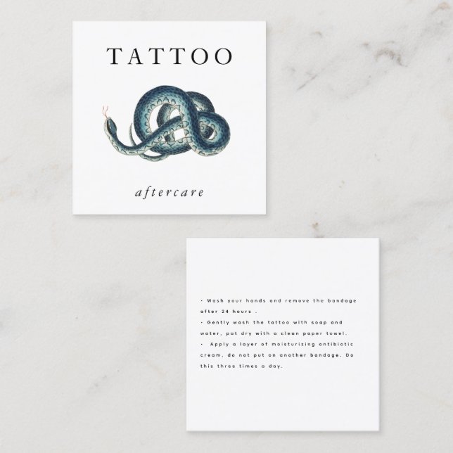 Blue Snake Tattoo Efterhand Instruktioner Modern Fyrkantigt Visitkort (Fram/baksida)