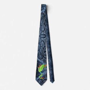 Blue Snakeskin och en Grönt Frog på en Slips
