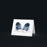 Blue Sneakers Baby Shower - tack för dina kort<br><div class="desc">Finns det något som är så sött som de små fötternas patter? Utformningen har min ursprungliga målning av klassiska baby-sensorer. Kontakta mig om du behöver hjälp med att anpassa din beställning.</div>