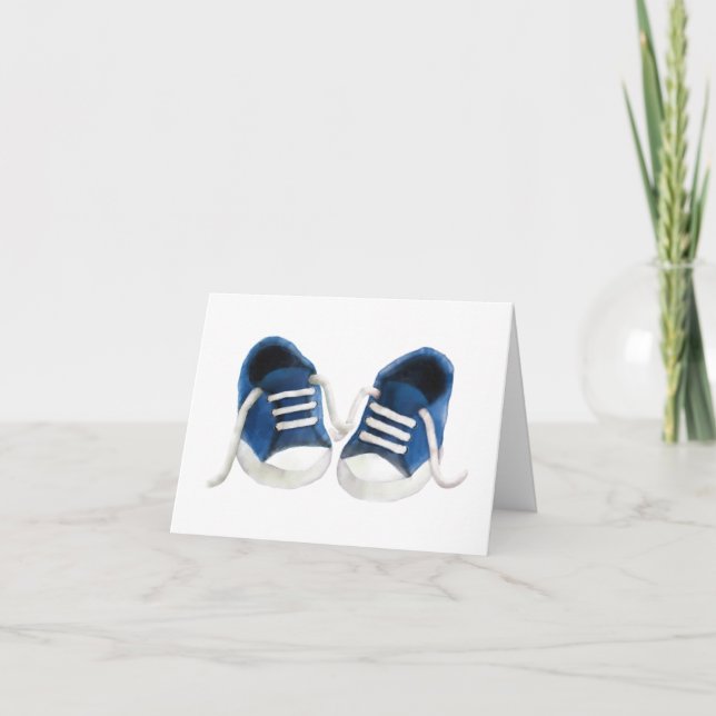 Blue Sneakers Baby Shower - tack för dina kort (Framsida)