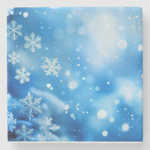 Blue Snö Flakes Background Struktur Digital Art Stenunderlägg