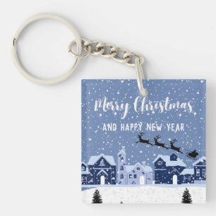 Blue snö med Santa och renar helgdag