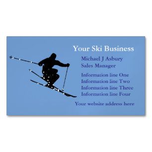 Blue Snö Skier Logotyp Visitkortmagnet