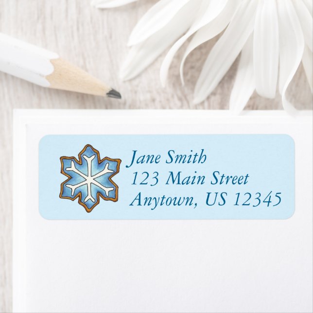 Blue Snö Winter Snowflake Hanukkah Chanukah Returadress Etikett (Insitu)