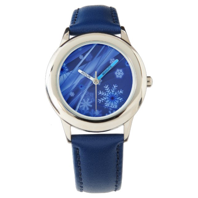 Blue Snöflingor Armbandsur (Framsida)