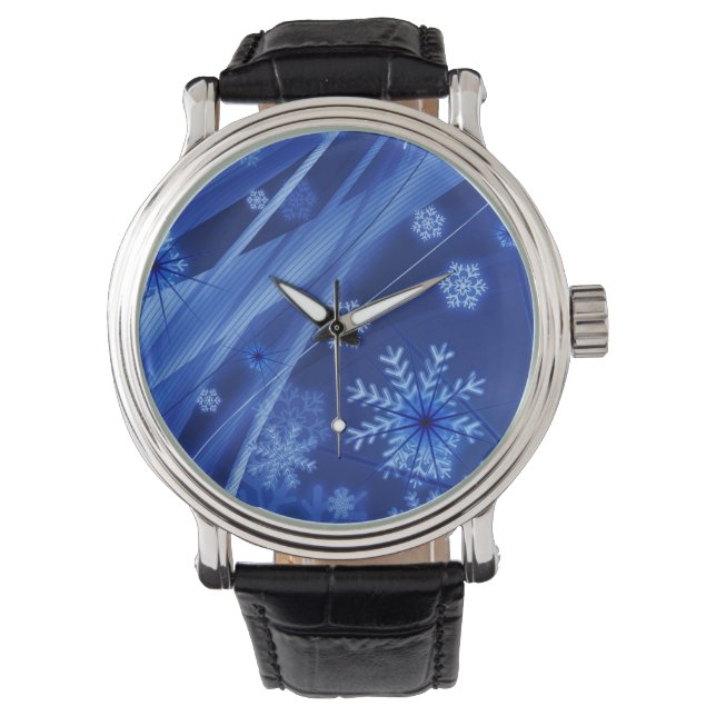 Blue Snöflingor Armbandsur (Framsida)