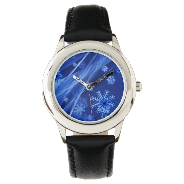 Blue Snöflingor Armbandsur (Framsida)