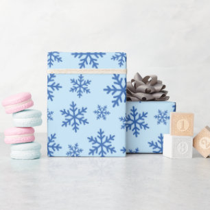 Blue Snöflingor Art Winter Birthday Gift Seamless Presentpapper