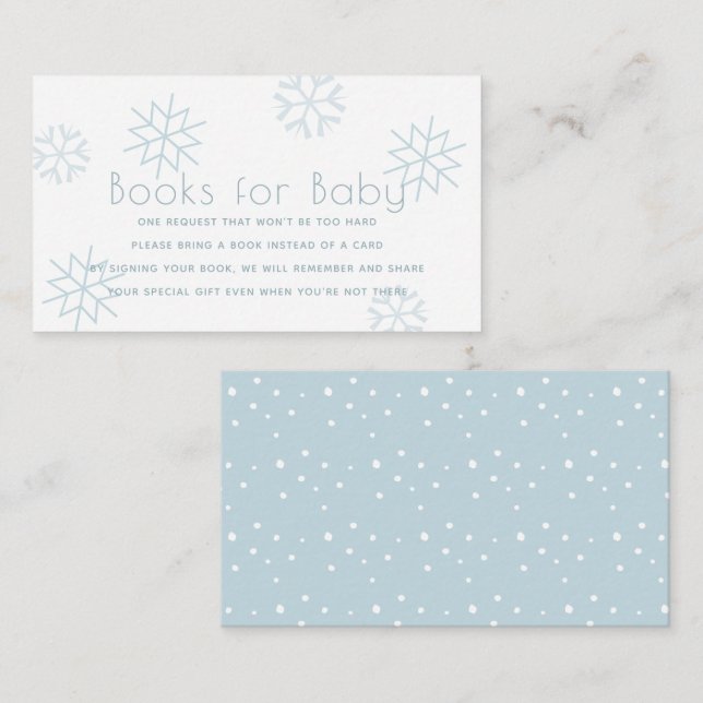 Blue Snöflingor Baby Shower Bokar för Baby Tilläggskort (Fram/baksida)