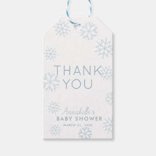 Blue Snöflingor Baby sitt Kall utanför Tack Presentetikett