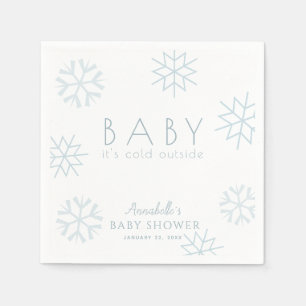 Blue Snöflingor Boy Baby Shower Napkins Pappersservett
