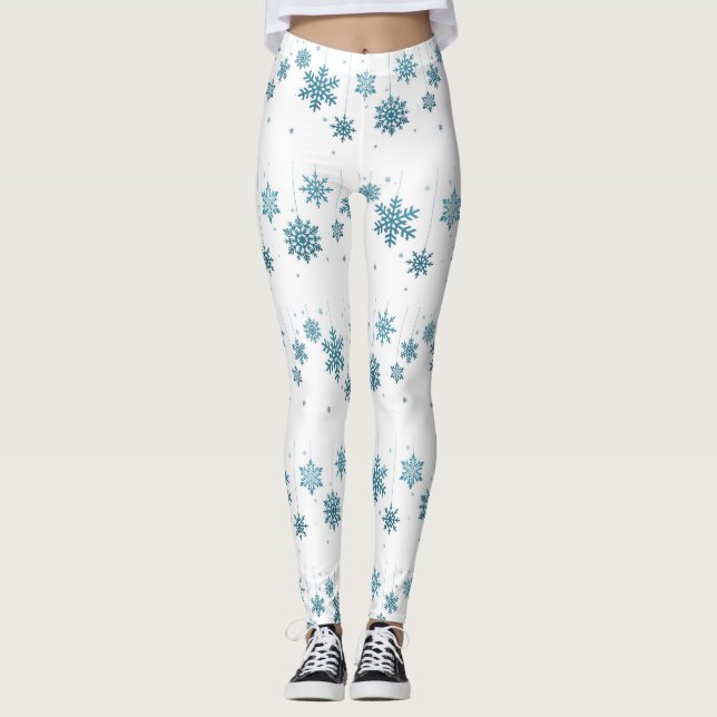 **BLUE SNÖFLINGOR** CHRISTMAS LEGGINGS (Framsida)