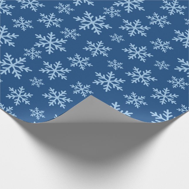 Blue Snöflingor for Festive Helgdag Gift Seamless Presentpapper (Hörn)