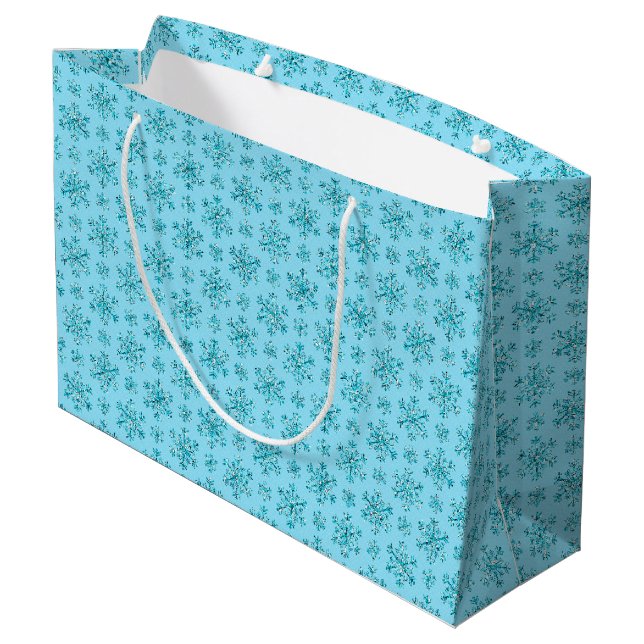BLUE SNÖFLINGOR-GIFT BAG L (Baksidan Vinklad)