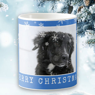 Blue Snöflingor Hund Pet Photo God jul Kaffemugg