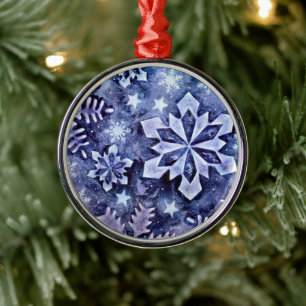 Blue Snöflingor Julgransprydnad Metall