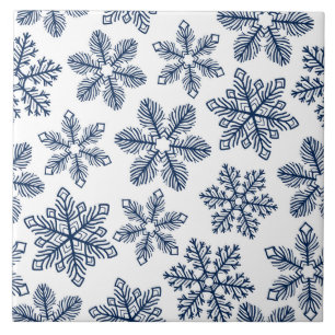 Blue snöflingor kakelplatta