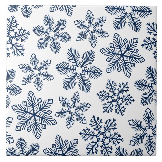 Blue snöflingor kakelplatta (Framsidan)