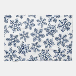 Blue snöflingor kökshandduk