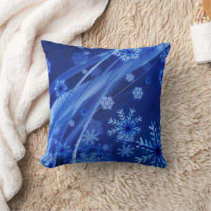 Blue Snöflingor Kudde