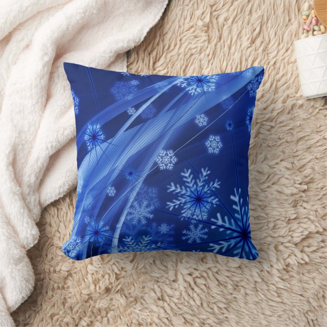 Blue Snöflingor Kudde (Filt)