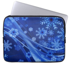 Blue Snöflingor Laptop Fodral