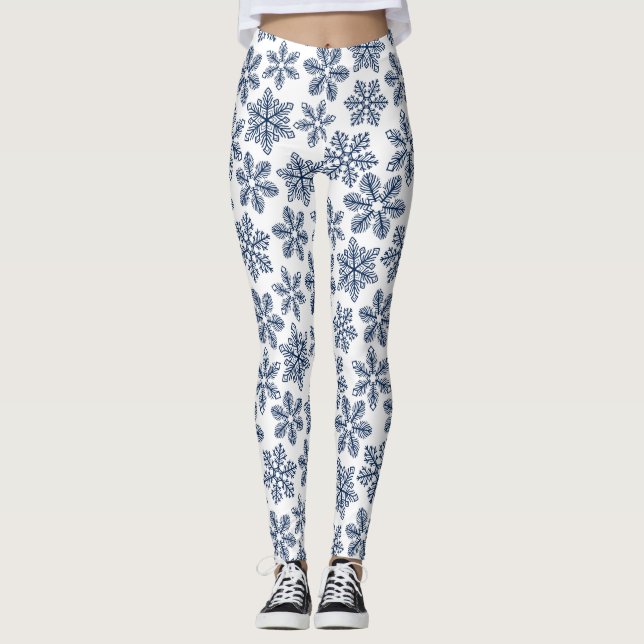 Blue snöflingor leggings (Framsida)