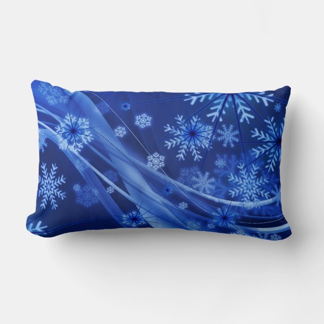 Blue Snöflingor Lumbarkudde (Framsida)