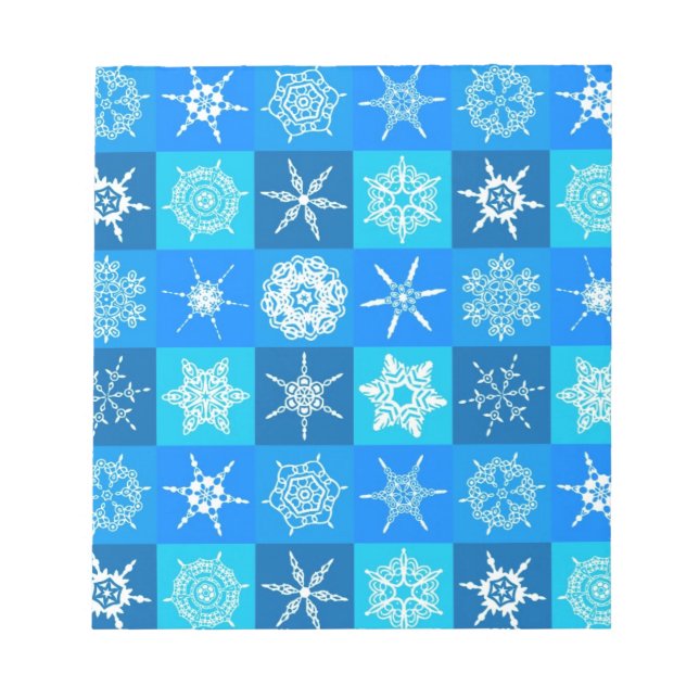 Blue Snöflingor Mönster Anteckningsblock (Framsida)