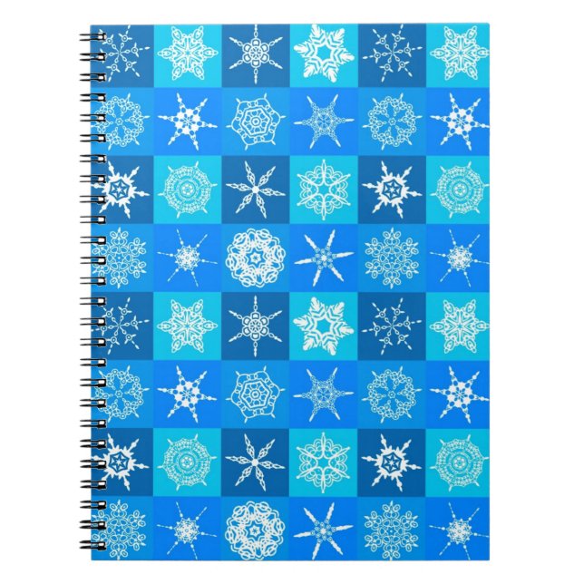 Blue Snöflingor Mönster Anteckningsbok (Framsidan)
