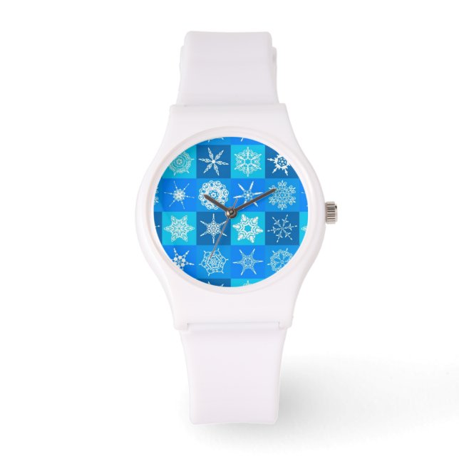 Blue Snöflingor Mönster Armbandsur (Framsida)