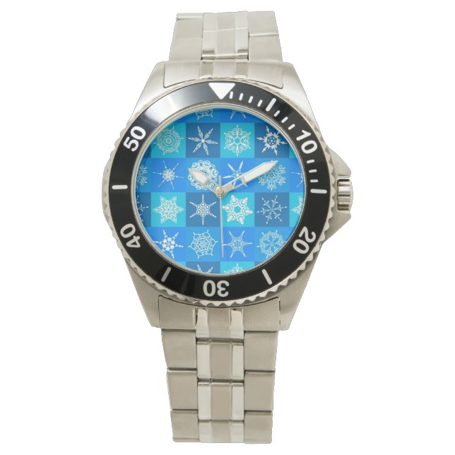 Blue Snöflingor Mönster Armbandsur (Framsida)