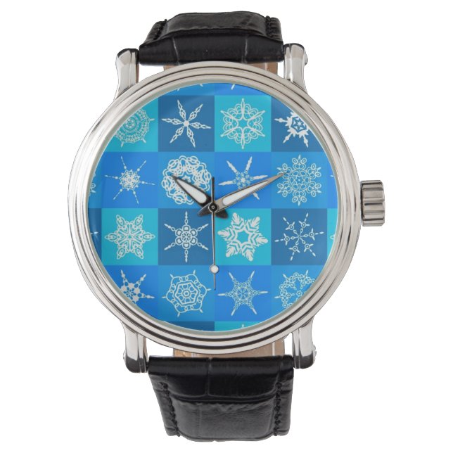 Blue Snöflingor Mönster Armbandsur (Framsida)