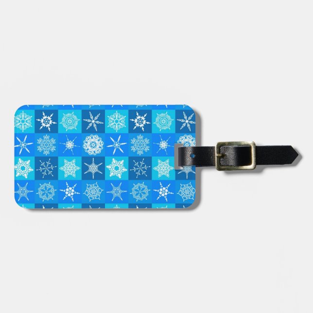 Blue Snöflingor Mönster Bagagebricka (Horisontell Framsida)