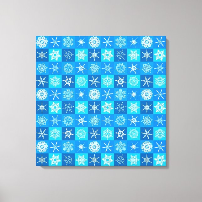 Blue Snöflingor Mönster Canvastryck (Framsida)
