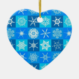 Blue Snöflingor Mönster Julgransprydnad Keramik