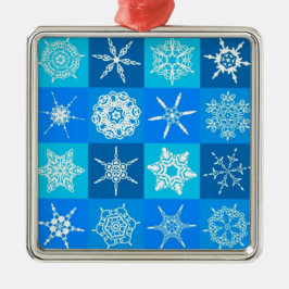 Blue Snöflingor Mönster Julgransprydnad Metall