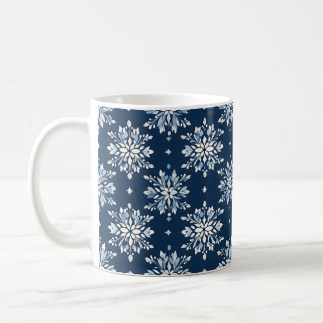 Blue Snöflingor Mönster Kaffemugg (Vänster)