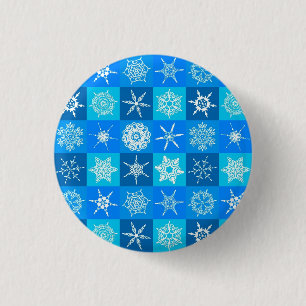 Blue Snöflingor Mönster Knapp