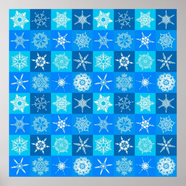 Blue Snöflingor Mönster Poster