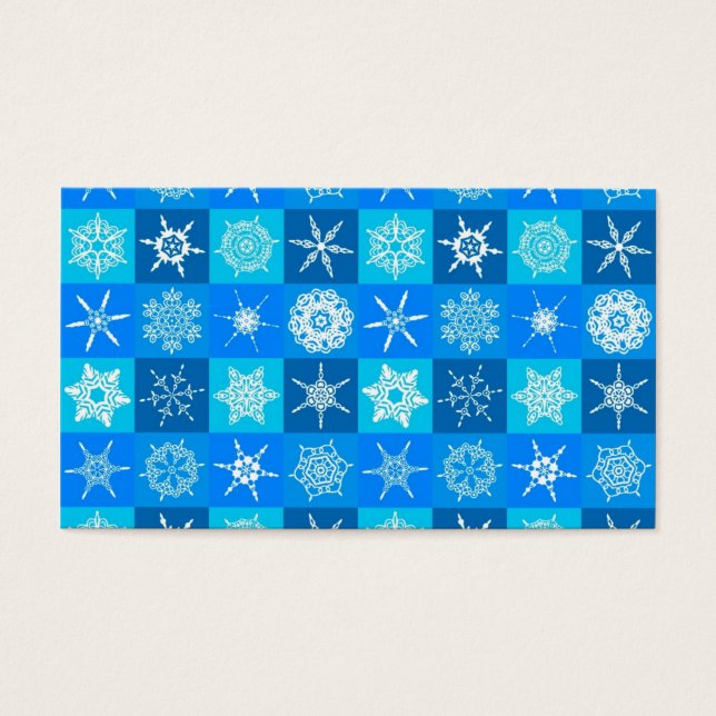 Blue Snöflingor Mönster Visitkort (Framsidan)