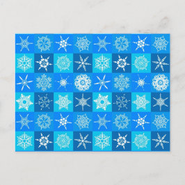 Blue Snöflingor Mönster Vykort
