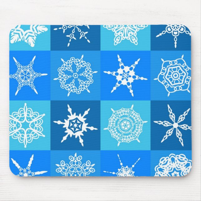 Blue Snöflingor Musmatta (Framsidan)