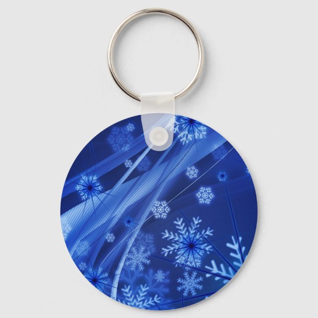 Blue Snöflingor Nyckelring (Framsida)